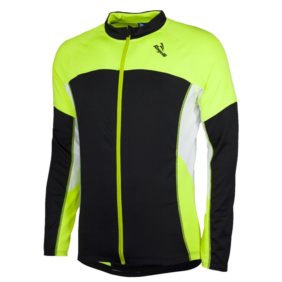 Cycling & Triathlon Rogelli Cycling Apparel Men | Rogelli Bikeshirt Longsleeve Recco Black/Fluo Yellow