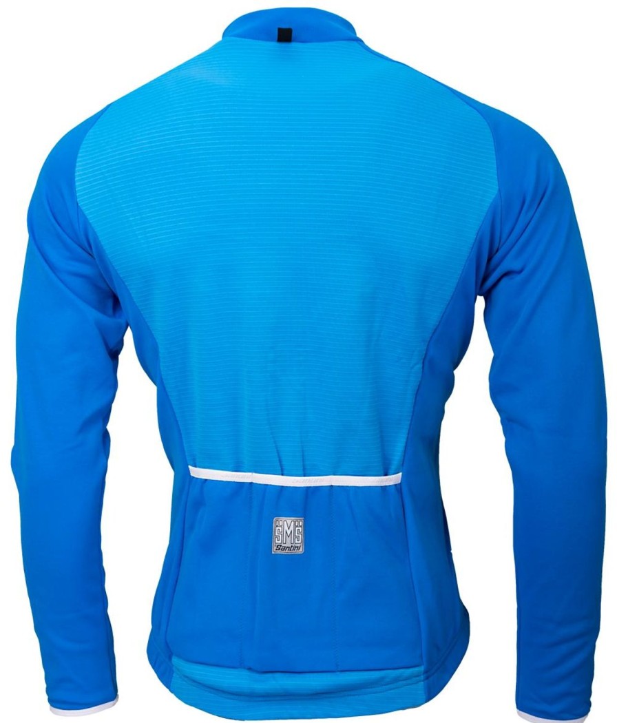 Cycling & Triathlon Santini Cycling Apparel Men | Santini Windstopper Blueprint Fietsjack