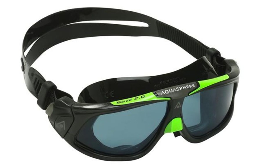 Cycling & Triathlon Aqua Sphere Goggles | Aqua Sphere Seal 2.0 Dark Lens Black/Green