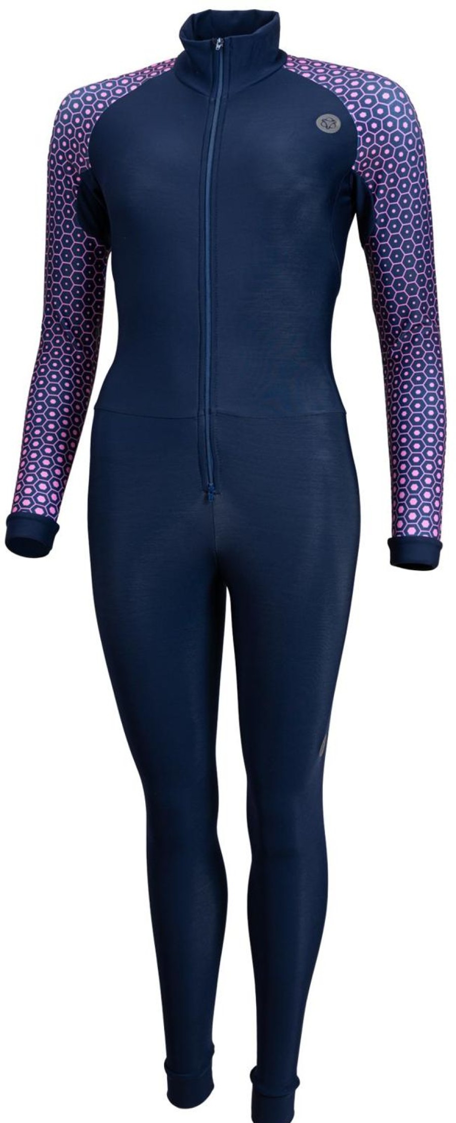 Skating AGU Ice Skate Apparel | Agu Thermo Marathon Suit Ladies Navy Arm Print Pink