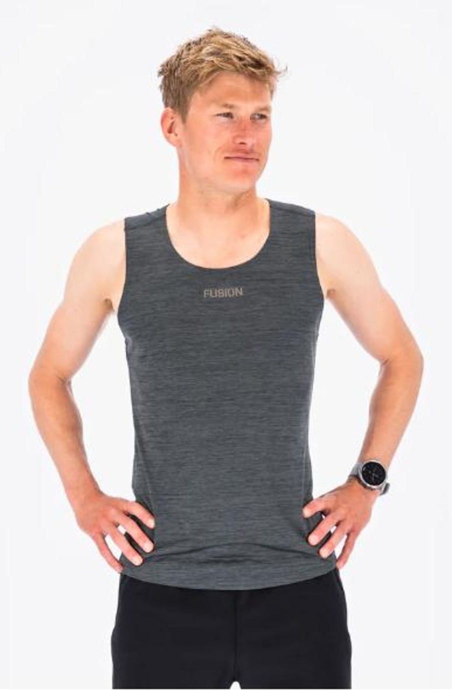 Running & Hiking Fusion Running Shirts | Fusion Mens C3 Singlet Grey