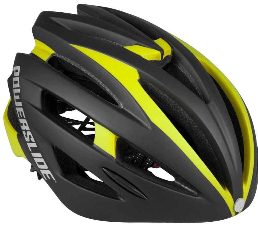 Skating Powerslide Protection | Powerslide Race Attack Bicycle/Skate Helmet Black/Yellow With Led Light