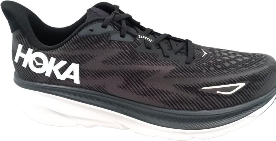 Running & Hiking Hoka One One Runningshoes | Hoka One One Clifton 9 Black/White [Wide 2E]