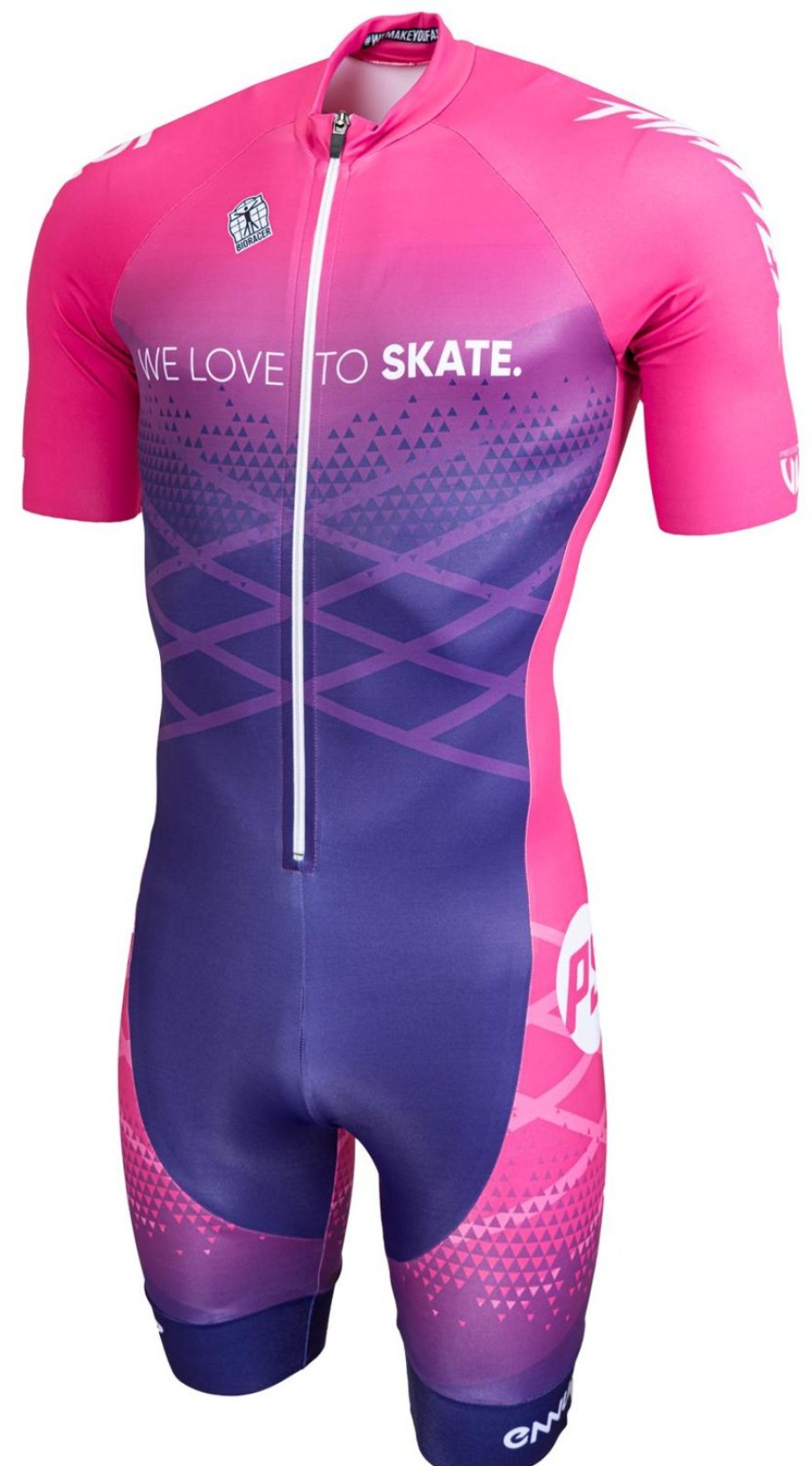 Skating Powerslide Skate Apparel | Powerslide Pink-Two 2021 Inline Skinsuit Chest Pink