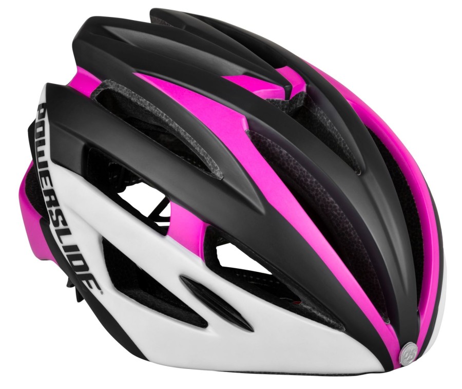 Skating Powerslide Protection | Powerslide Race Attack Bicycle/Skate Helmet Pink/White With Led Light