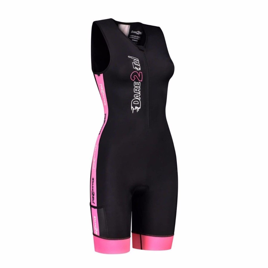 Cycling & Triathlon Dare2Tri Triathlon Suits | Dare2Tri Woman'S Coolmax Tri-Suit Black-Pink