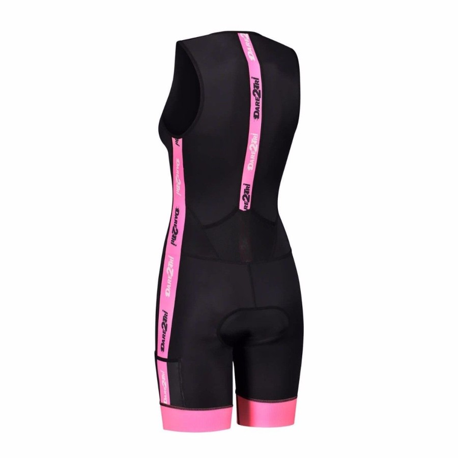 Cycling & Triathlon Dare2Tri Triathlon Suits | Dare2Tri Woman'S Coolmax Tri-Suit Black-Pink