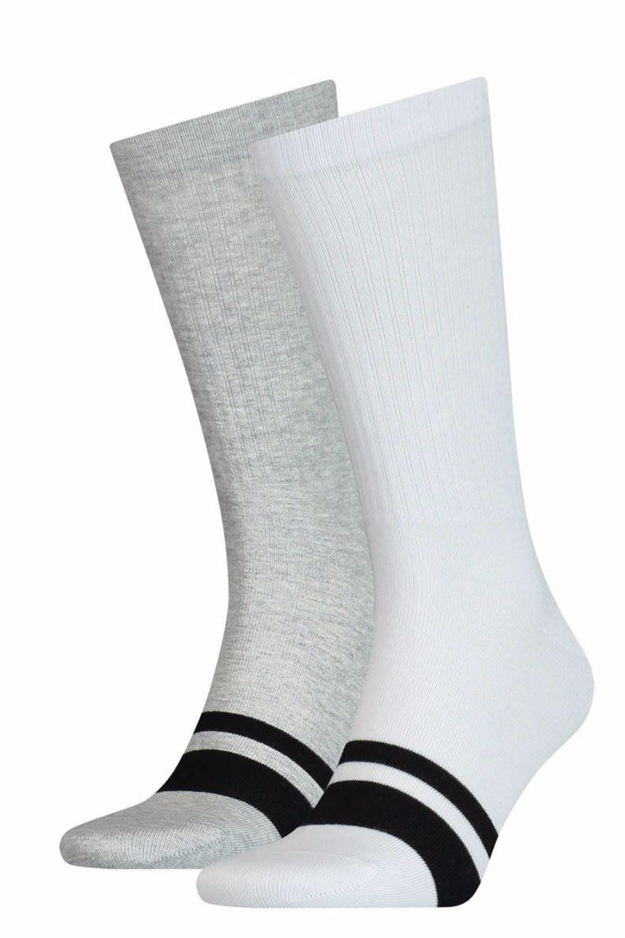 Running & Hiking Puma Running Socks | Puma Regular Crew 2 Pack Logo White+Grey