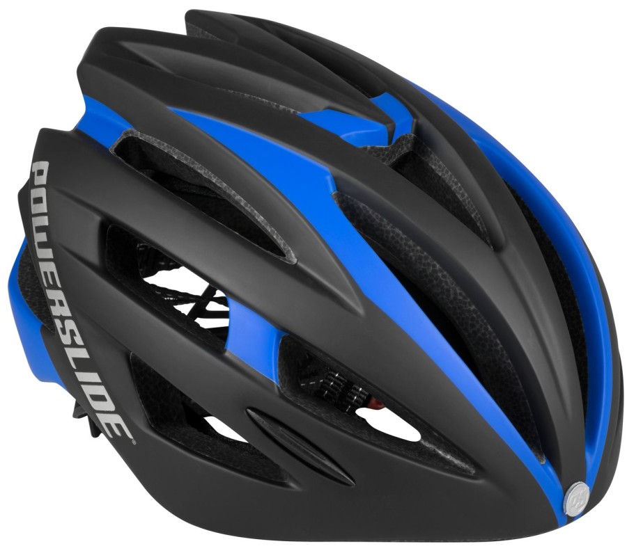 Skating Powerslide Protection | Powerslide Race Attack Bicycle/Skate Helmet Black/Blue With Led Light