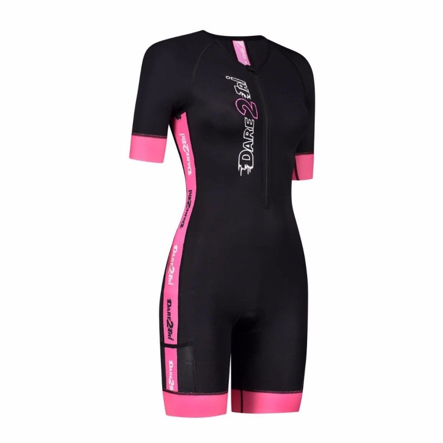 Cycling & Triathlon Dare2Tri Triathlon Suits | Dare2Tri Woman'S Coolmax Tri-Suit Black-Pink