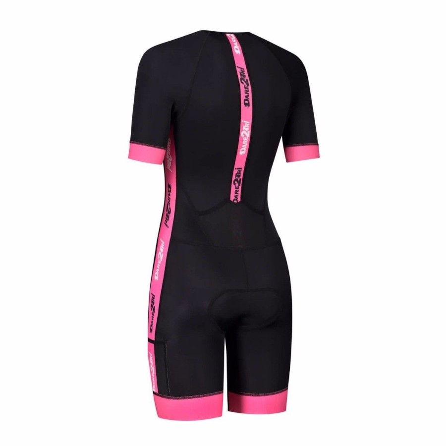 Cycling & Triathlon Dare2Tri Triathlon Suits | Dare2Tri Woman'S Coolmax Tri-Suit Black-Pink