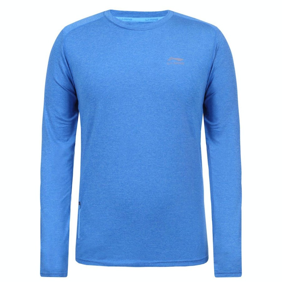 Running & Hiking Li-Ning Running Shirts | Li-Ning Fritz Longsleeve Blue Melange