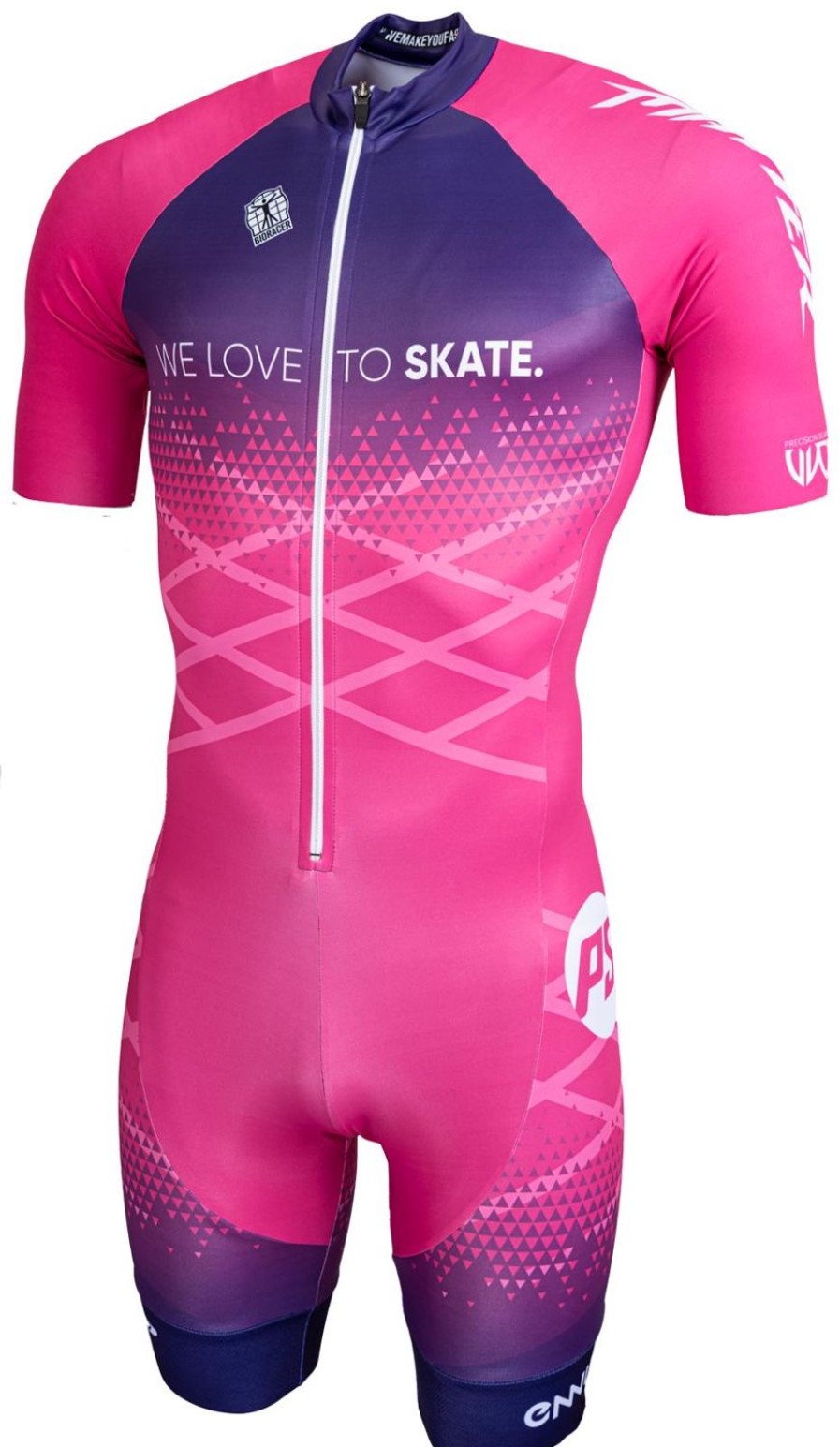 Skating Powerslide Skate Apparel | Powerslide Pink 2021 Inline Skinsuit Chest Dark