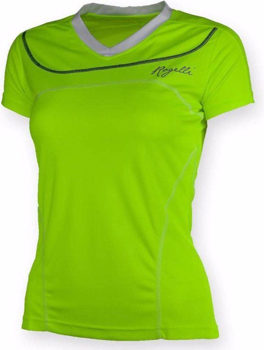 Running & Hiking Rogelli Running Shirts | Rogelli Miral Running T-Shirt Dames Fluor Yellow/White